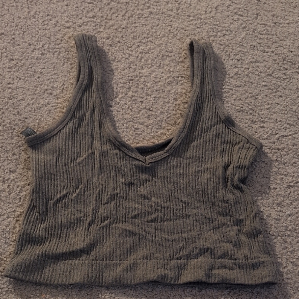 Out From Under Urban Outfitters Olive Green Ribbed Cropped Tank Size Medium